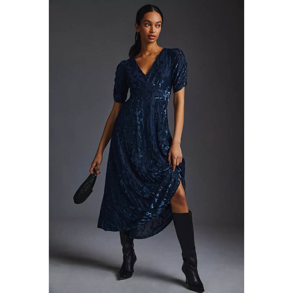 Anthropologie Navy Blue Maxi Dress